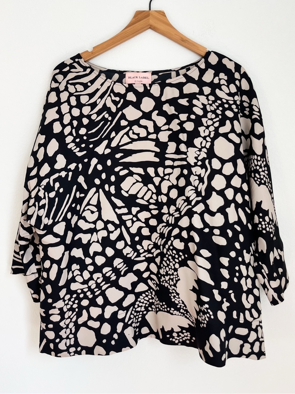 Chico’s Black Label Silk Blend Abstract Animal Print Blouse M